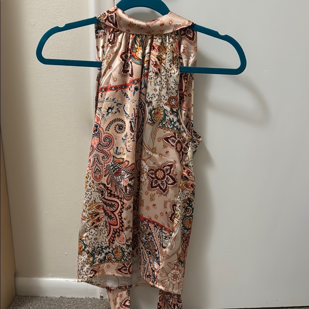 Rachel Zoe Paisley Tank Top in Cream and Brown